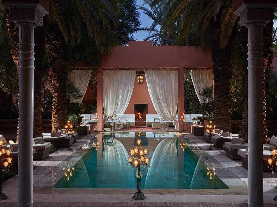 Luxury swimming pool at Royal Mansour Marrakech, an iconic palace for high-end travel in Morocco