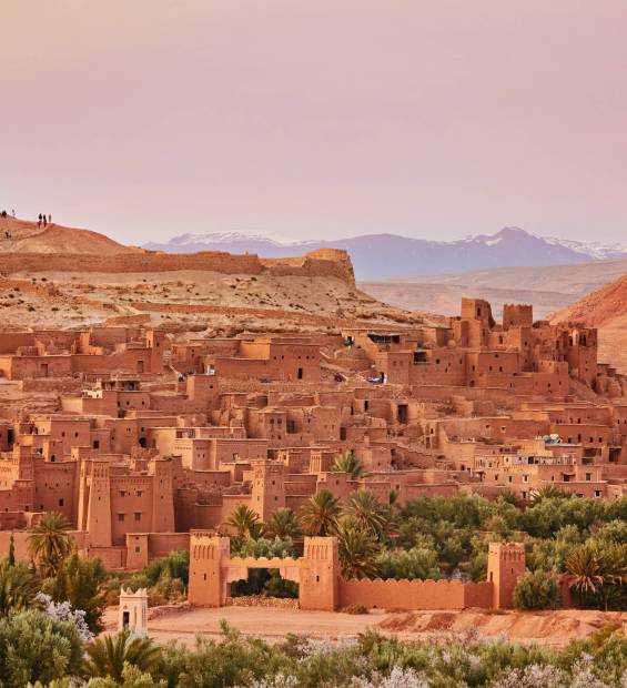 Town of Ait Ben Haddou near Ouarzazate on the edge of the Sahara Desert in Morocco.